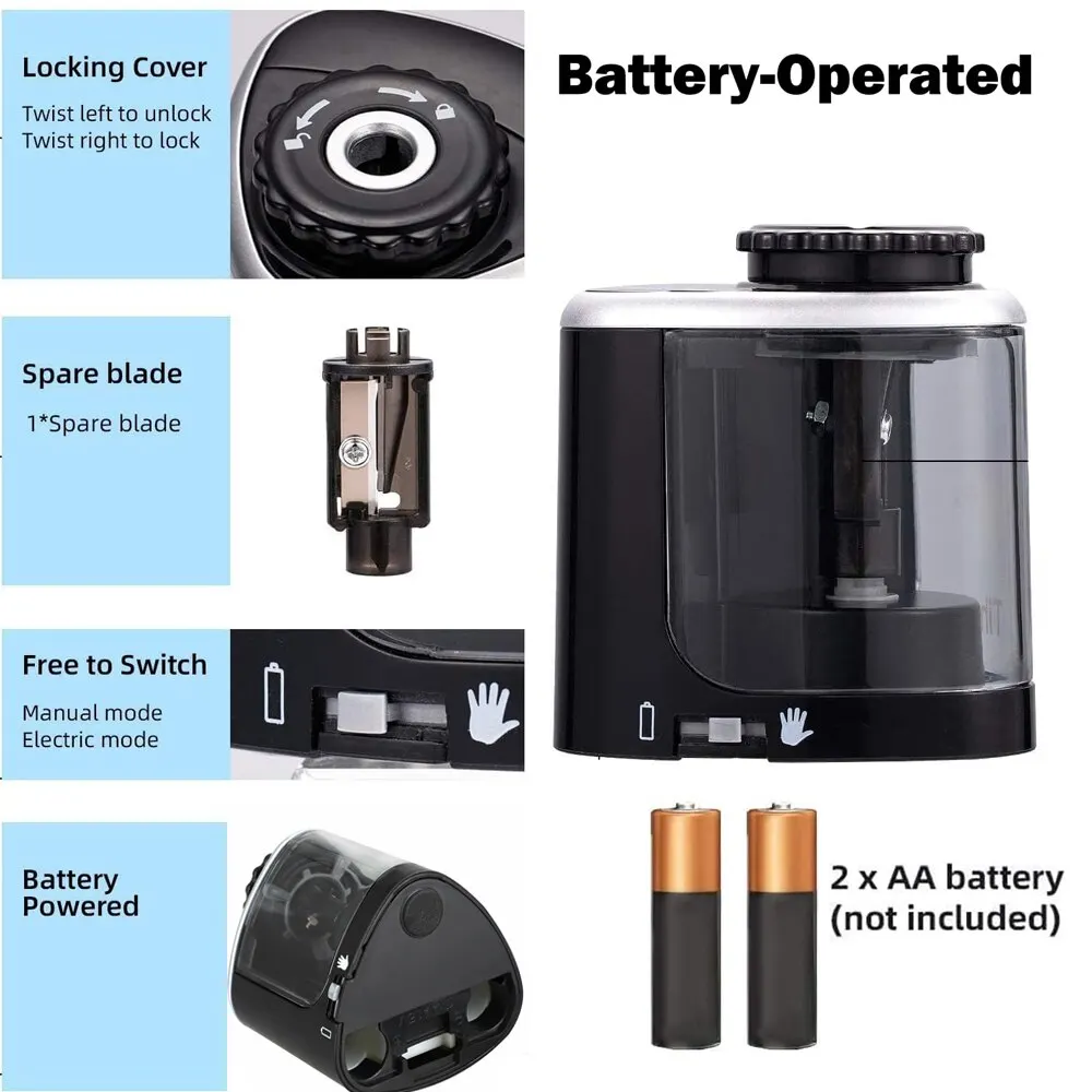 Portable Pencilsharpener Electric Manual 2 in 1 Automatic Pencilsharpener Kids Adults Auto Pencilsharpener Stationy