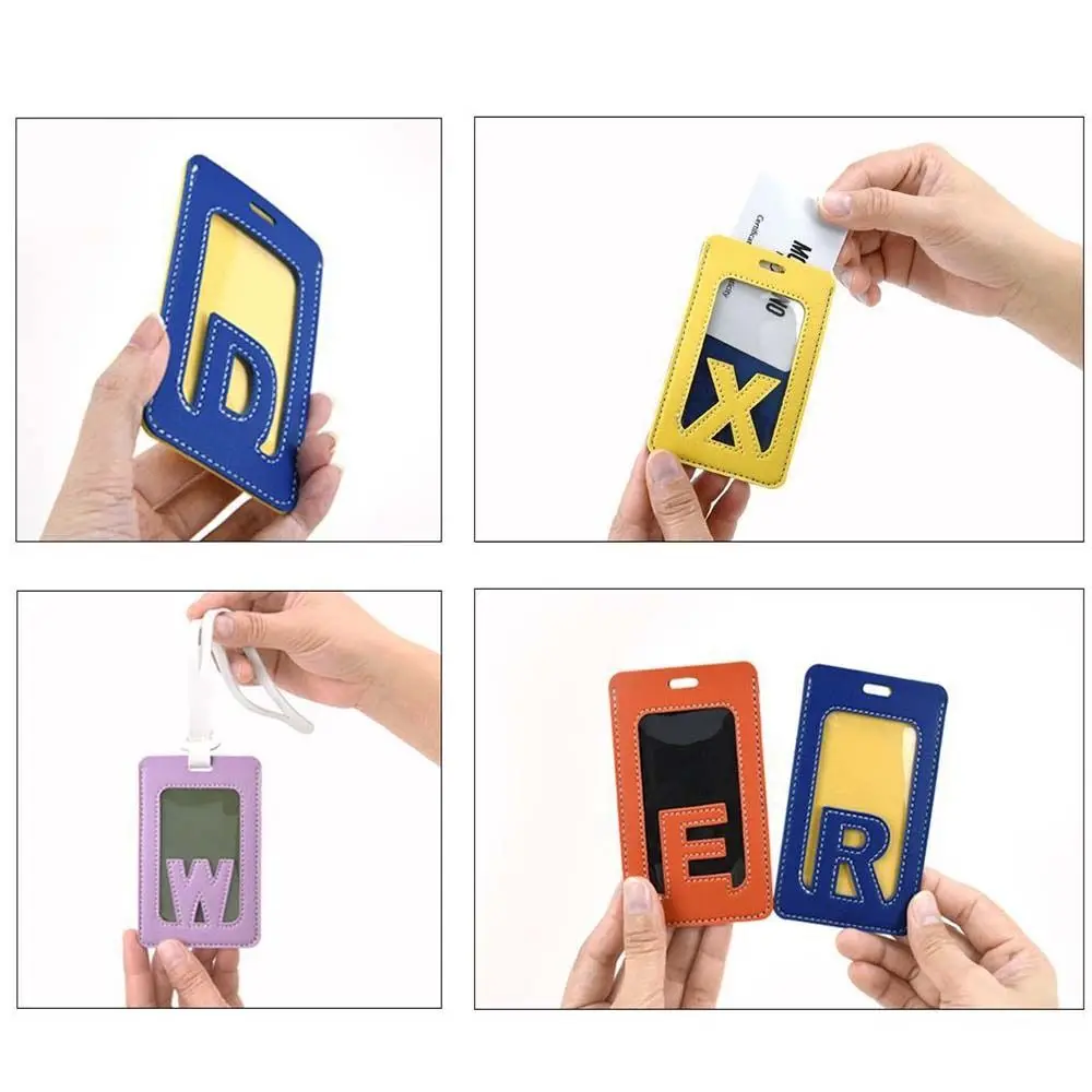 Solid Color 26 Letter Name Luggage Tag PU Baggage Name Tags Airplane Suitcase Tag Information Card Travel Accessories