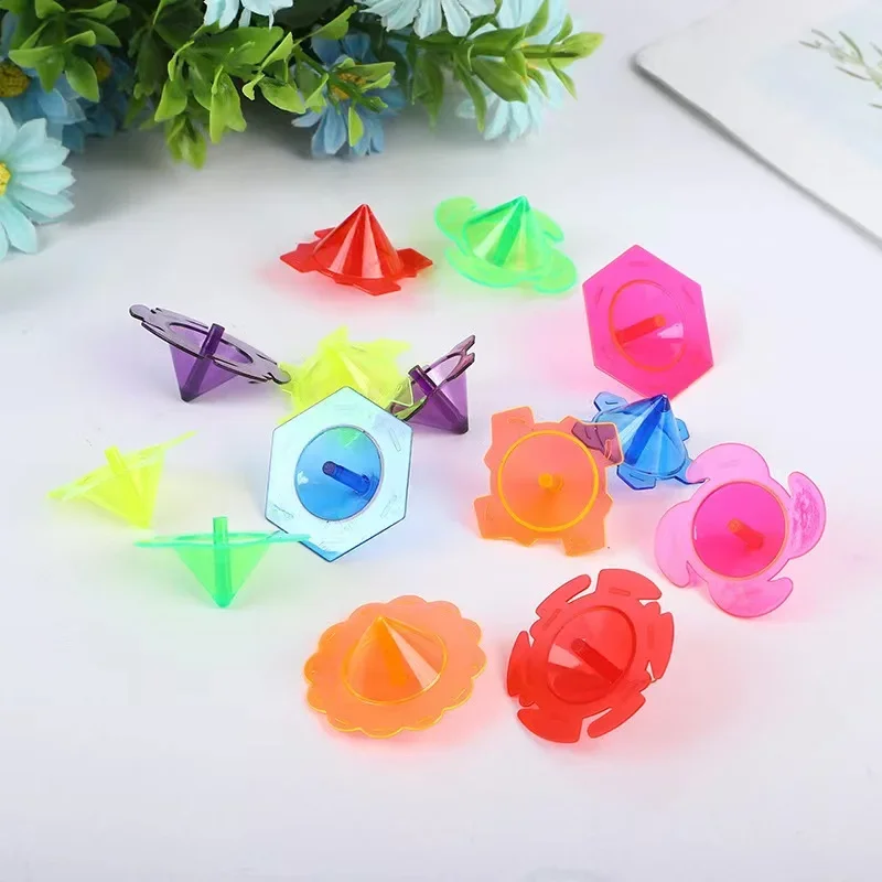 20 Pack Mini Kids Clear Plastic Lace Colorful Spinning Top Toys Baby Shower Kids Birthday Party Favors Christmas Kids Gifts