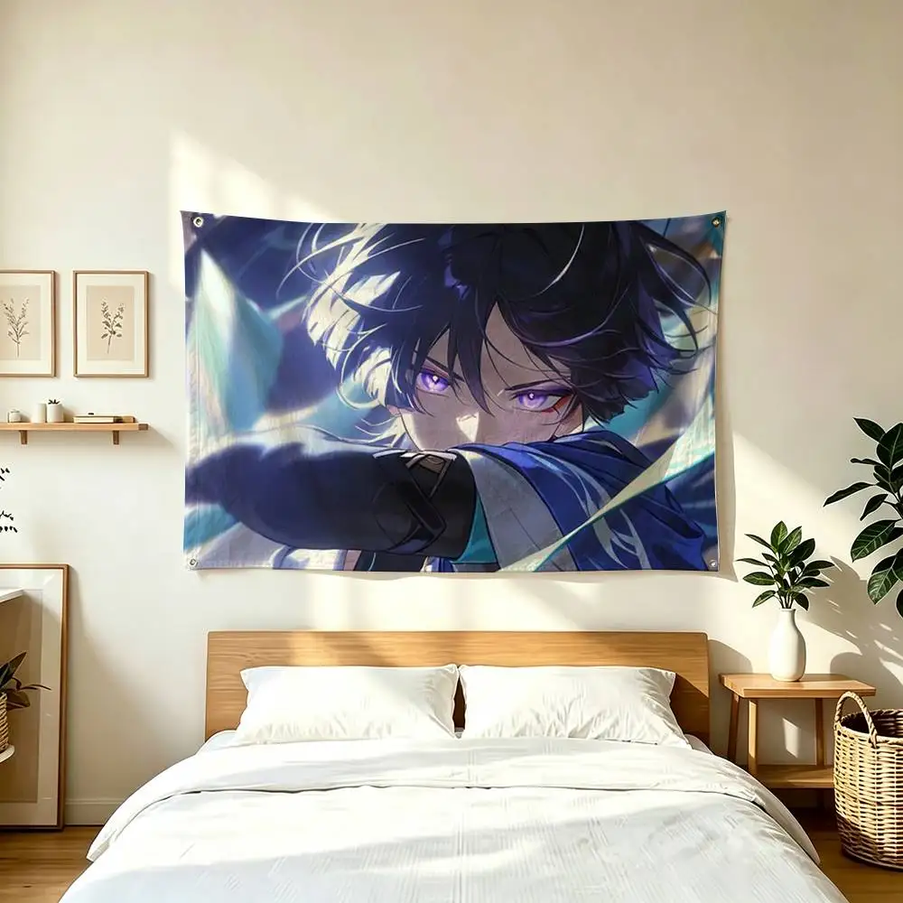 W-Wanderer G-Genshin Impact  Flags for Bedrooms Home Decor Items Outdoor Decors Garage Decoration Flaga