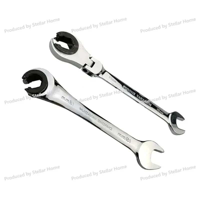 72 Teeth Tubing Ratchet Wrench 8-19mm with Open Flex-head Oil Spanners Fix Head Ratchet Wrench Hand Tools