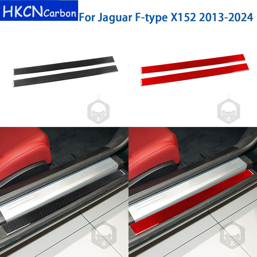 For Jaguar F-type X152 2013-2024 Accessories Real Soft Carbon Fiber Interior Door Sill Cover Trim Sticker