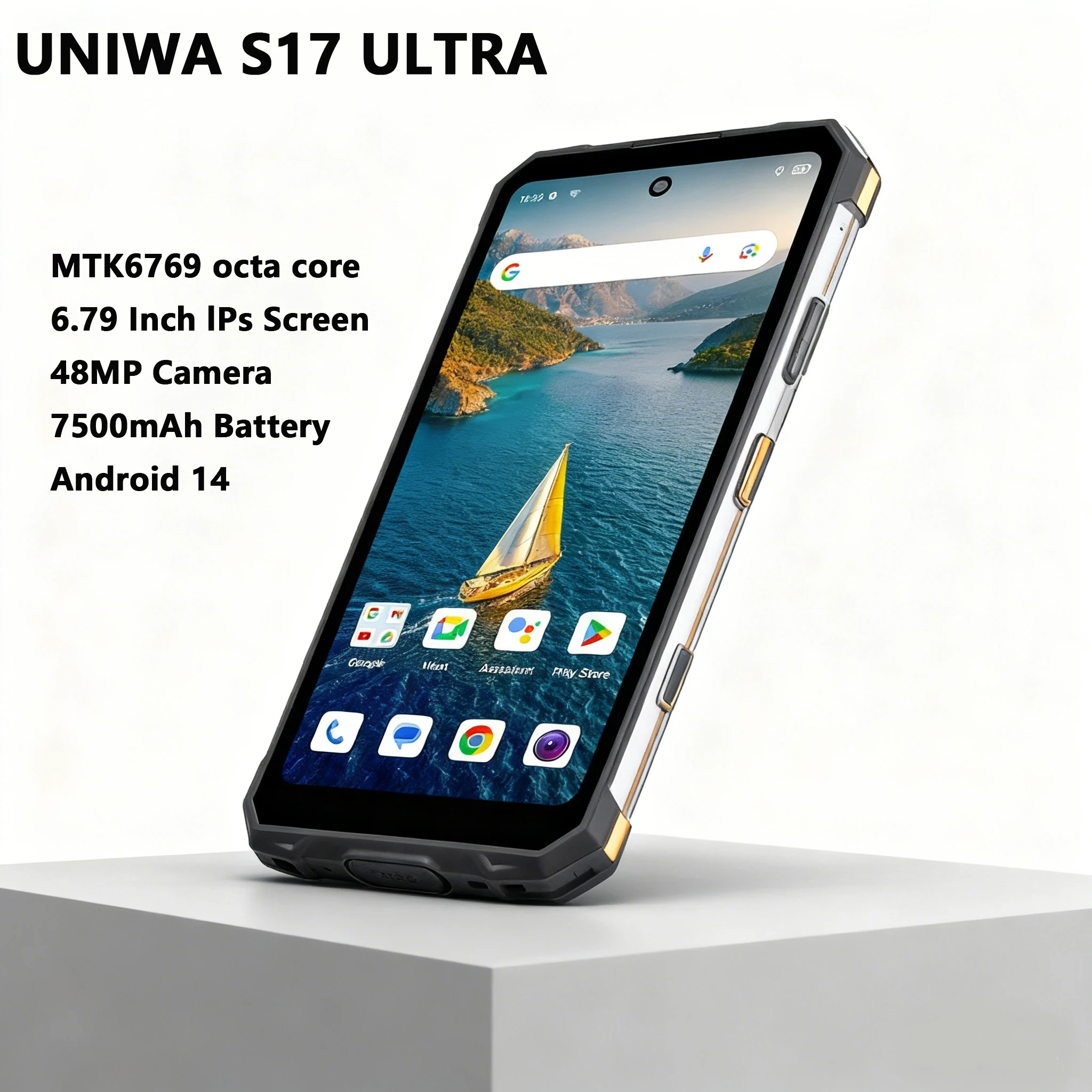 UNIWA S17 Ultra max 6.7 Inch 4G Rugged Smartphone Android 14 6GB+128GB Mobile Phone ATEX 7500mAh 33W Night vision NFC