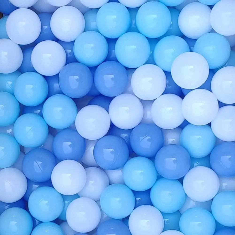 Ball Pit Pack de 100 boules en plastique blanc + bleu + bleu clair, anti-écrasement pour tente, maison de jeu, jouet pour enfants, fête