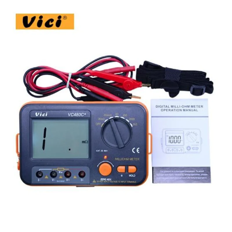 Vici VC480C LCD Digital Milli-ohm Meter Resistance Tester 4 Wire Ohm Test Meter Milliohmmeter 0.01 Ohm~2 kOhm