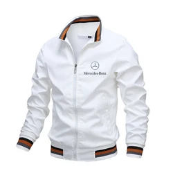 Mercedes-Benz Jas Veste d'impression de voiture de luxe pour hommes, Automne Veste de course de moto dehors Racing Team Benz Vêtements pour hommes S-5XL blanc