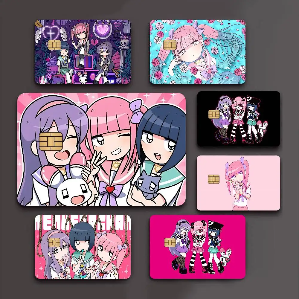 Pink Anime Menhera- C-Chan Cartoon Credit Card Skin Stickers for Bank Card Bus Metro Card Sticker Waterproof Women Gift