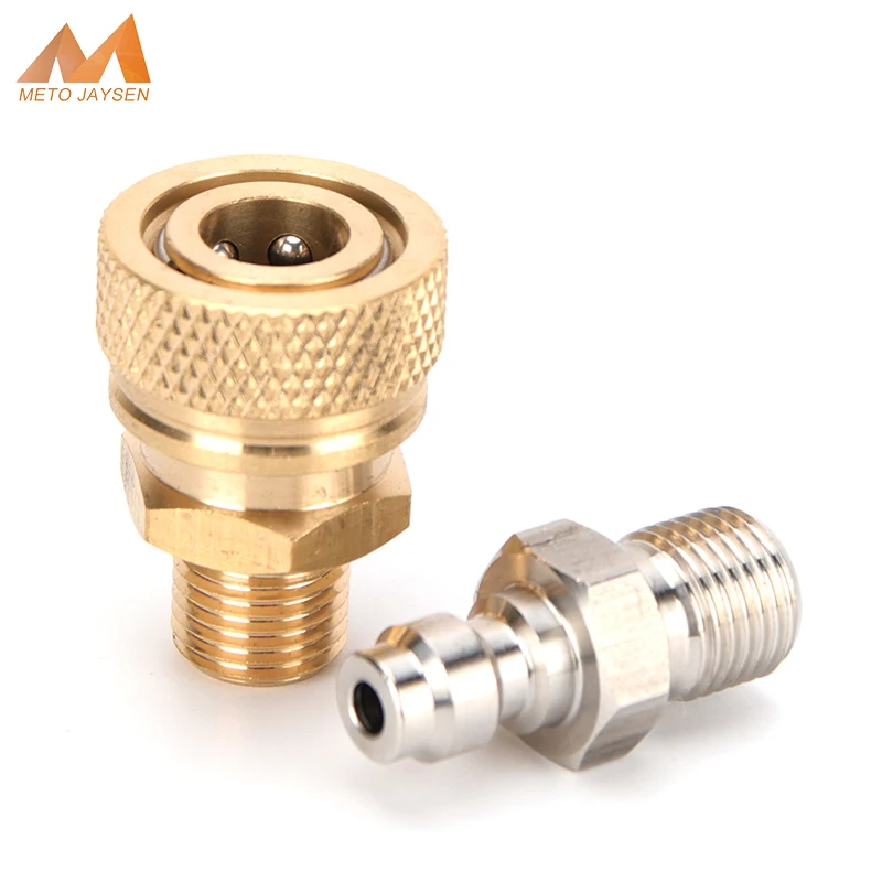 

High Pressure Male Quick Disconnect Fittings and Couplers Set 1/8NPT Male Plug Air Refilling M10x1 1/8BSPP 4500psi 2pcs/set