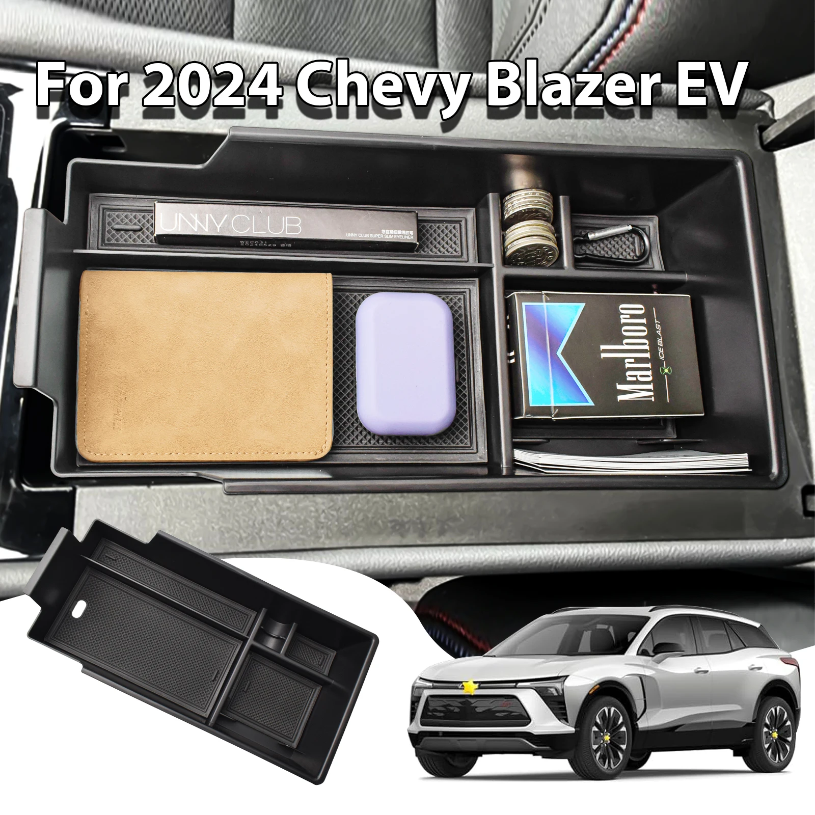 

Center Console Tray for Chevy Blazer EV 2024 2023 Armrest Storage Box Secondary Center Console Organizer ABS Accessories Car Box