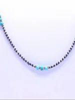 Boho Turquoise Silver Color Beaded Necklace Pendant Design, Unisex Retro Ethnic Style, Perfect for Western, Music Festivals, Gifts 5