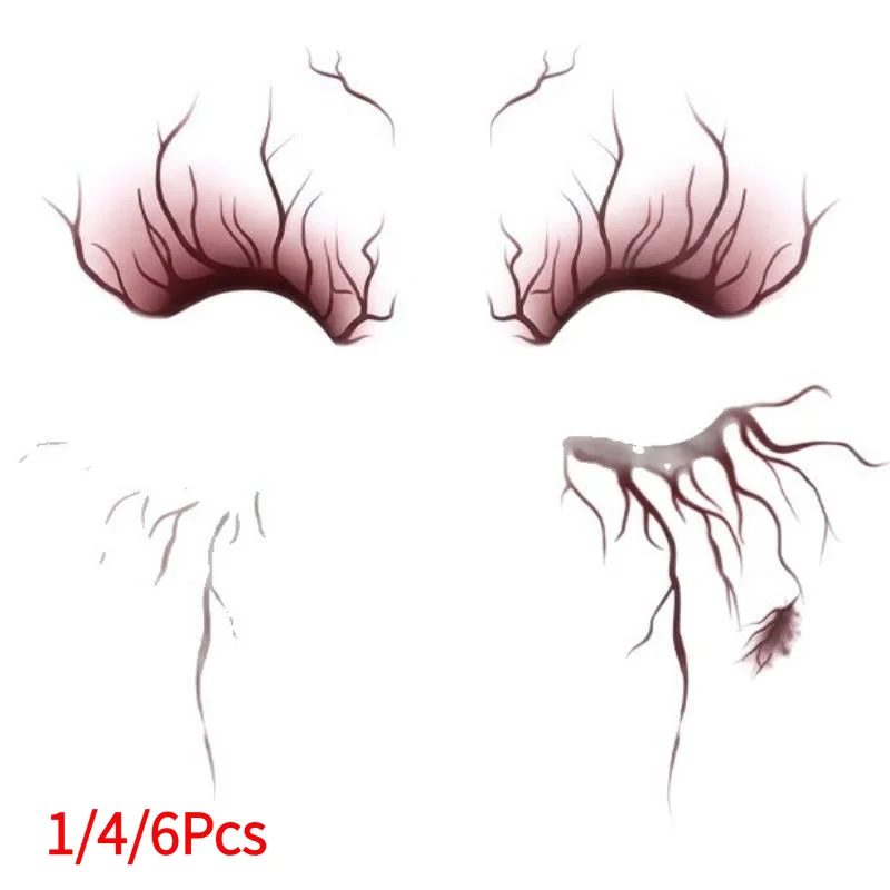 *1/4/6Pcs Vein Design Fake Tattoo For Halloween Party Body Art Waterproof Vascular Tattoo Stickers For Women Men Eyebrow Face