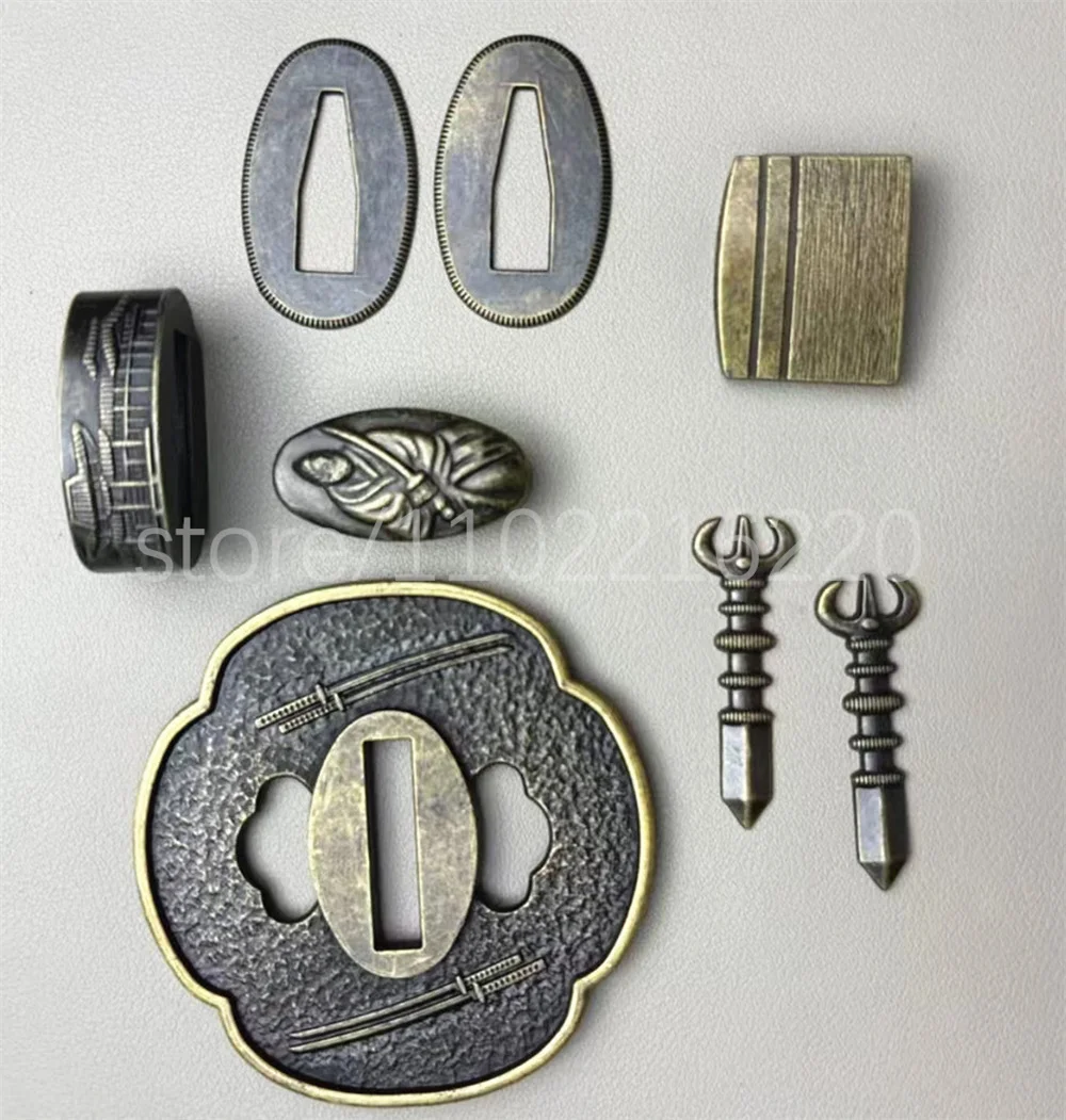 Very Cool Alloy Tsuba Handguard Guard Fuchi Kashira Menuki Habaki Speea For Real Japanese Japan Samruai Katana Sword Fittings