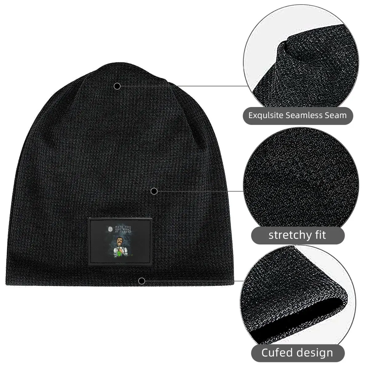 Green Chartreuse Bottle Oil Painting Drink Waffle Knit Fleece Lined Beanie with PU Leather Patch Unisex Warm Winter Soft Cap