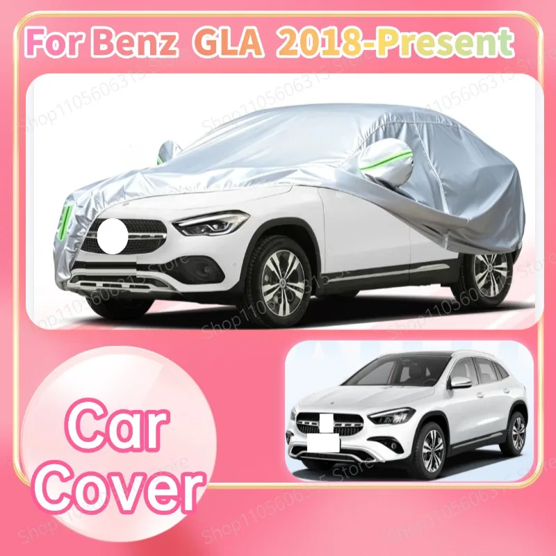 For Mercedes-Benz GLA 2018-Present Custom Fit Full Car Cover Silver Coated Fabric Side Zipper Access UV Sun Dust Protection3