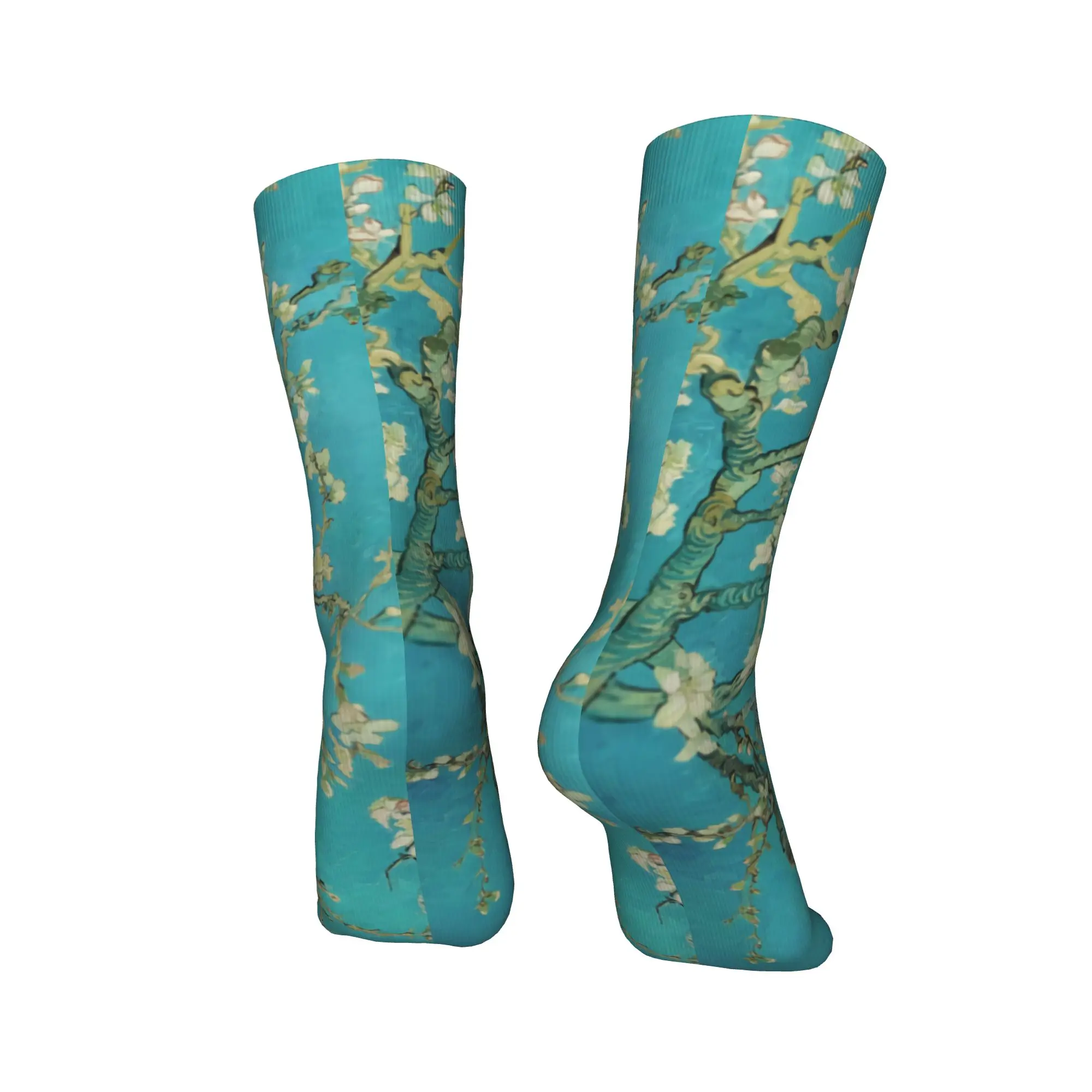 Novelty Socks Almond Blossoms Vincent Van Gogh Crew Socks Man 3D Printing Art Flowers Painting Stockings Women