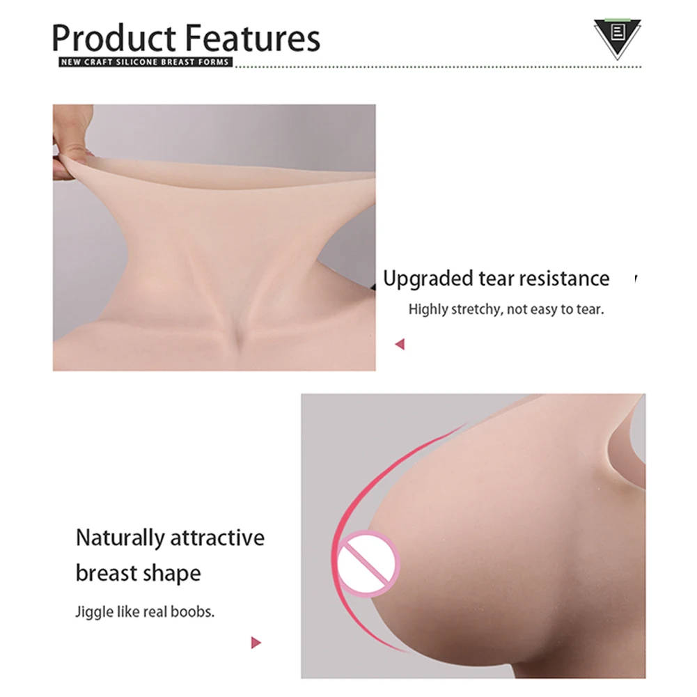 U-Charmmore H Cup Silicone Breast Forms Breastplate Fake Boobs For Crossdresser Drag Queen Cosplayer Transgender