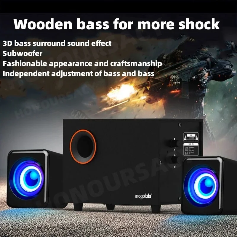 

Wooden Desktop Boombox Bass Subwoofer Wired Audience HIFI Caixa De Som PC Bluetooth Speaker Powerful Home Theater Music Center