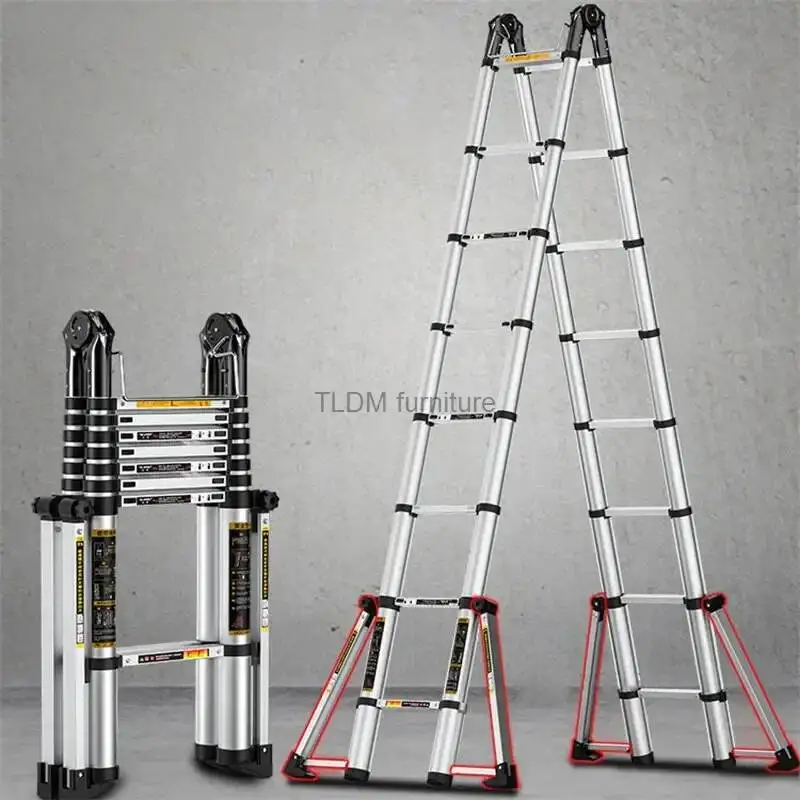 Telescopic Aluminum Ladder Alloy Household Multifunction Folding Ladder Herringbone Safety Engineering Ladder Lift Stairs