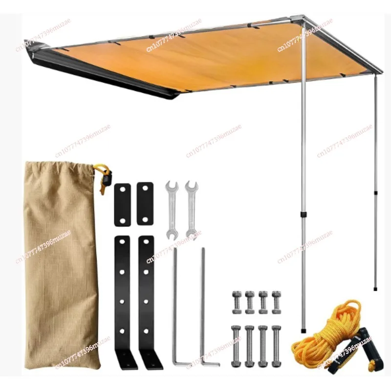 Car Side Awning Roof Retractable Canopy Car Side Account External Waterproof Sunshade for Outdoor Off-Road Expansion 1.6x2.5m