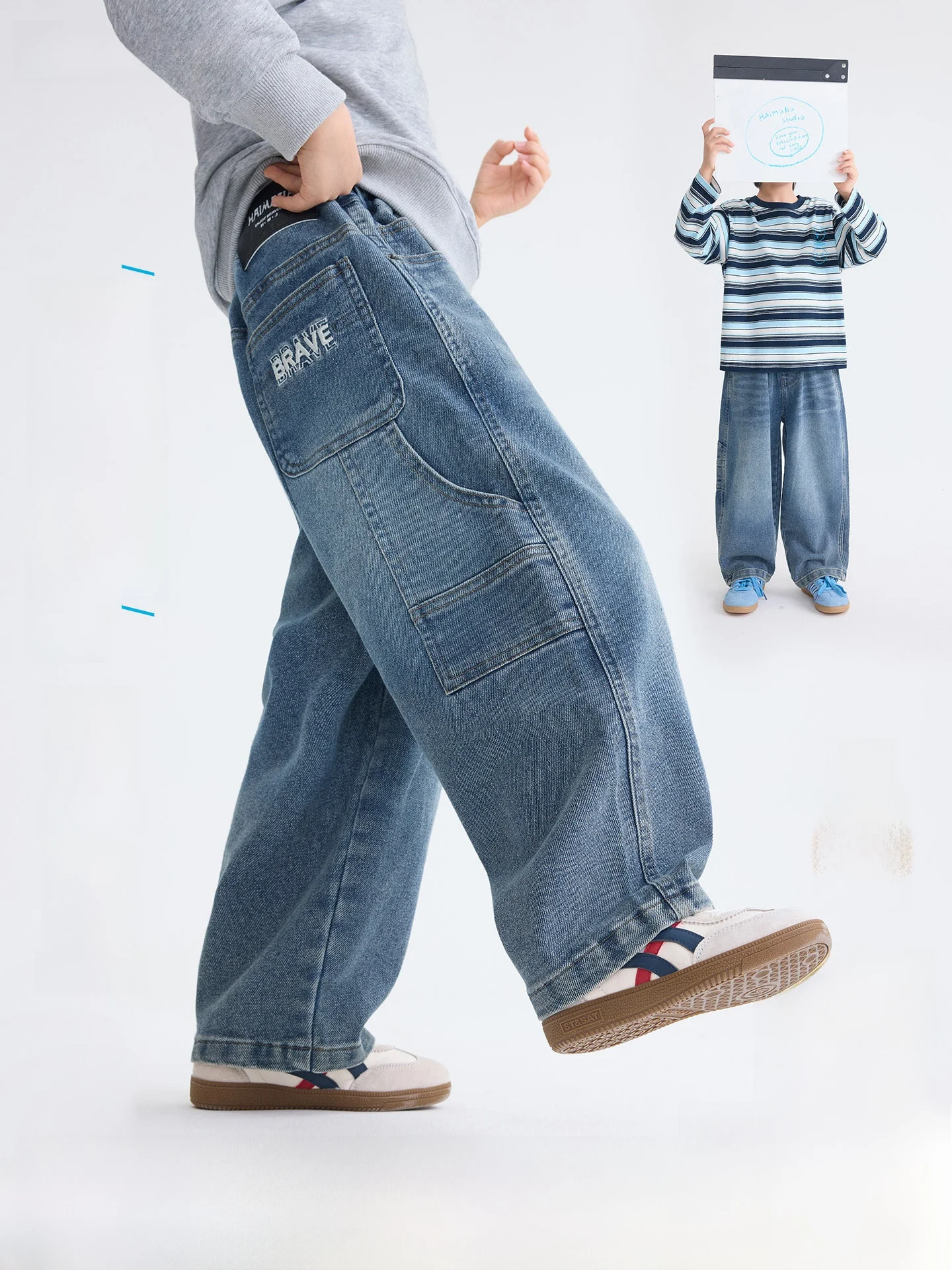 fashionable-straight-leg-jeans-for-boys-autumn-wear-casual-loose-fit-elastic-waist-long-pants-trendy-and-stylish-kids-clothing