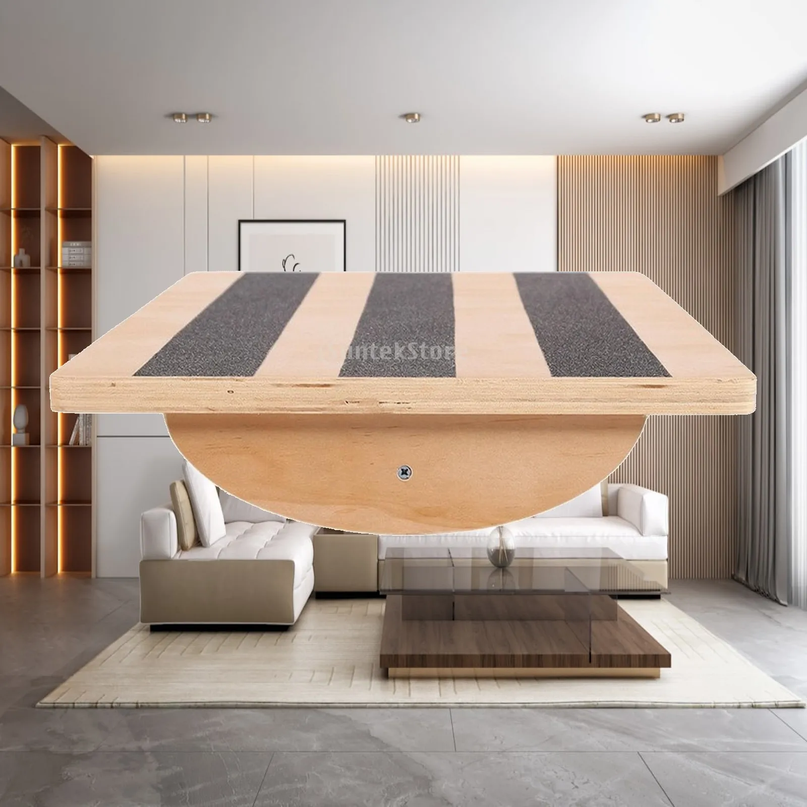 Plywood Balance Board with Anti-Slip Strips Compact Fitness Equipment for Home Workouts, Coordination Practice