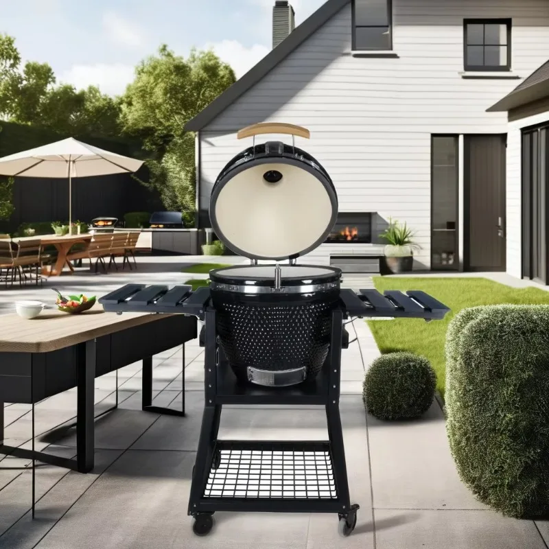 Green Egg Joe 21 inch Charcoal Outdoor Kitchen Built In Grill Embedded