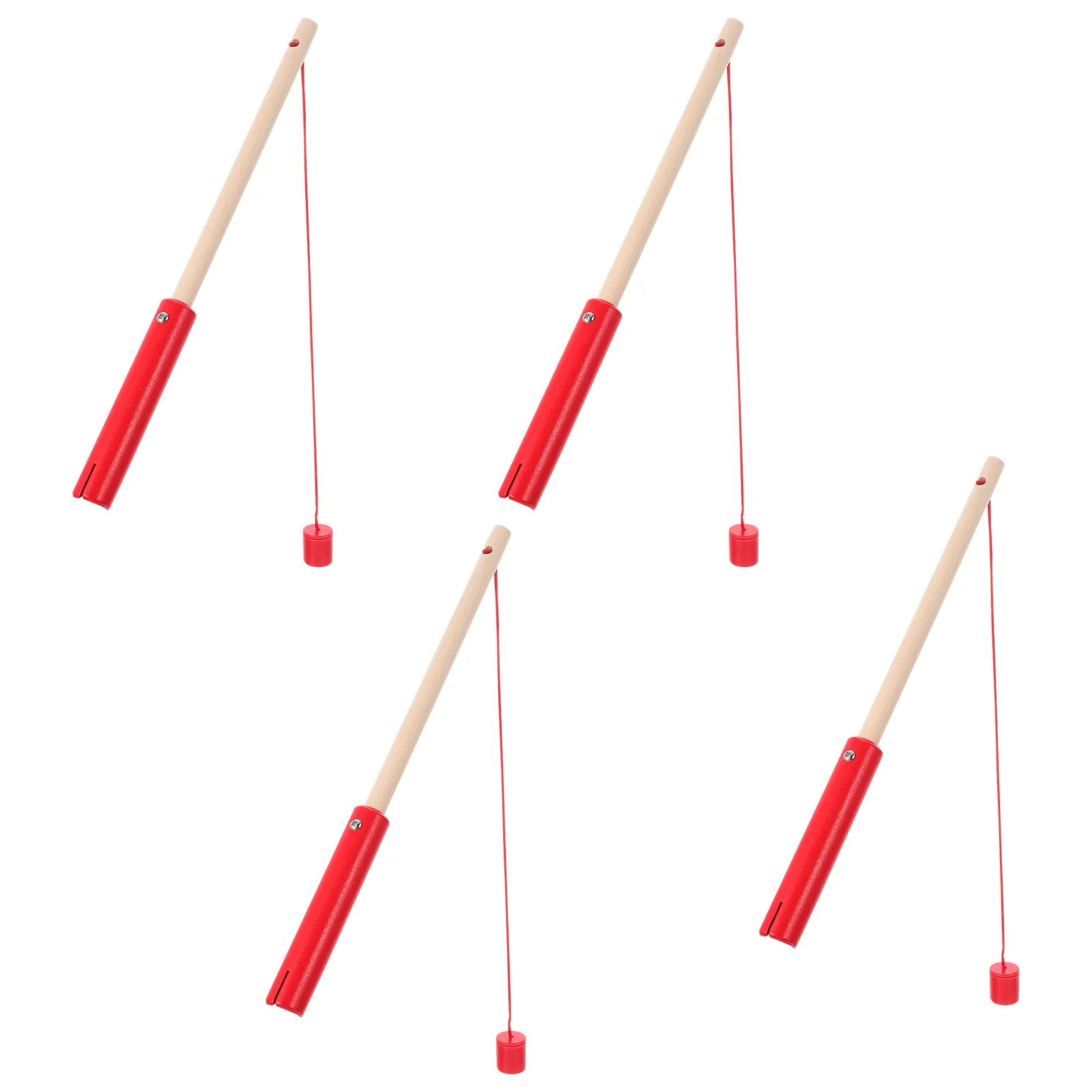 

4 Pcs Children's Fishing Rod Kids Wooden Plaything Creative Toy Red Interesting Cognitive