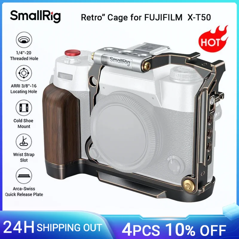 

SmallRig X-T50 Retro Cage for FUJIFILM X-T50, With Quick Release Plate for Arca-Type Tripod Aluminum Alloy Full Camera Case 4714