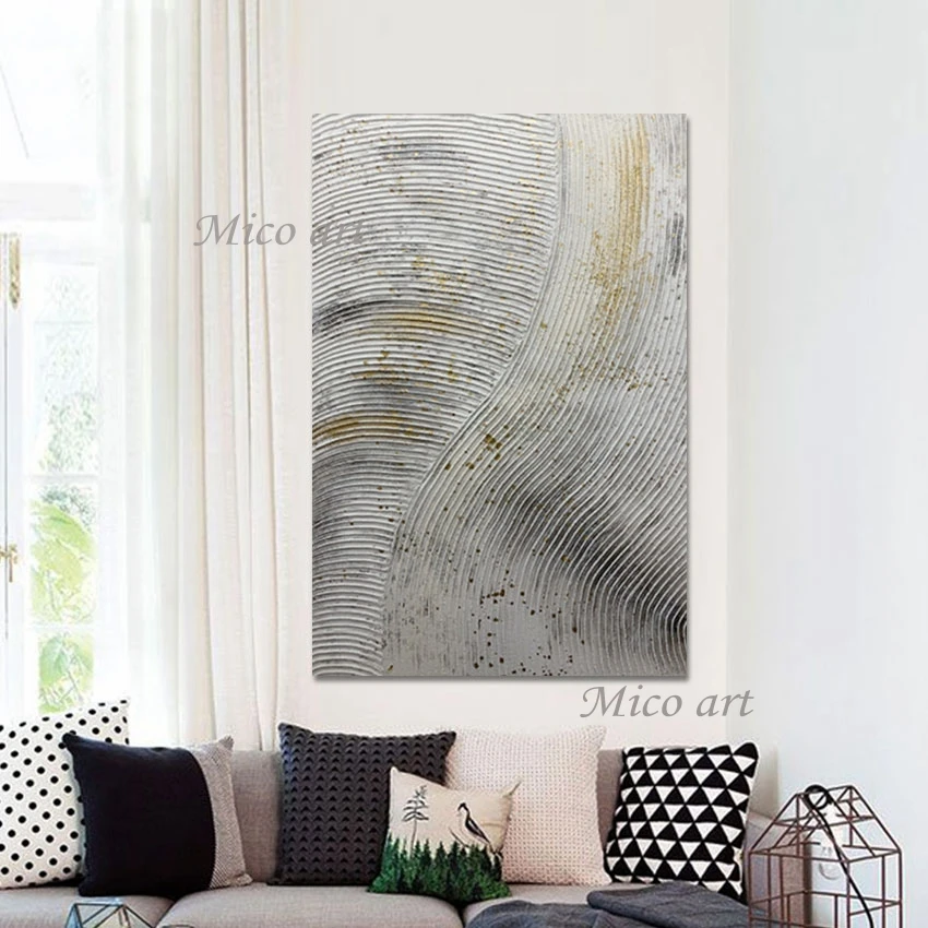 

Gold Foil Modern Textured Wall Art Abstract Canvas Painting Unframed Office Decoration Artwork Line Knife Deign Style Picture