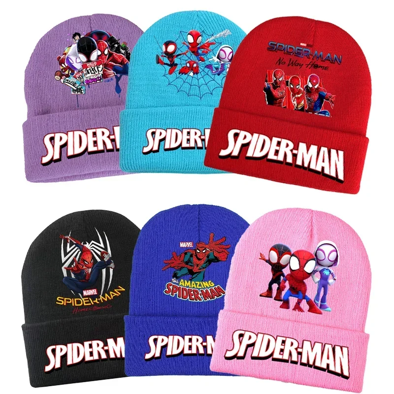 Spidermans Kids Caps Marvels Knitted Hats Beanies Movie Character Pattern Print Winter Hat Warm Comfortable Bonnets Baby Show