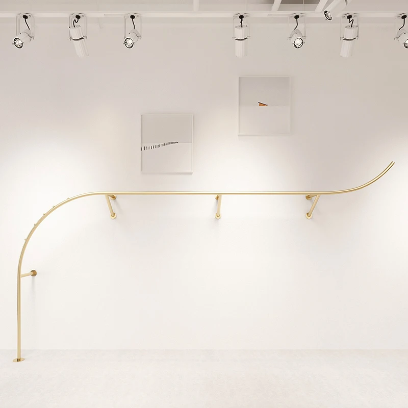 Modern industrial pipeline simple floor-to-ceiling clothing rack clothing store combination wall-mounted display rack