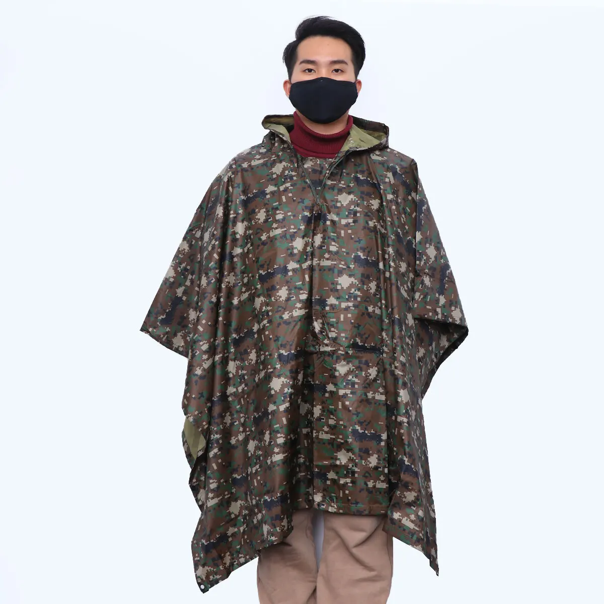 

Camouflage Rain Coat Waterproof Lightweight Multifunction Poncho For Hiking Fishing Camping Outdoor Survival Gear Rainwear