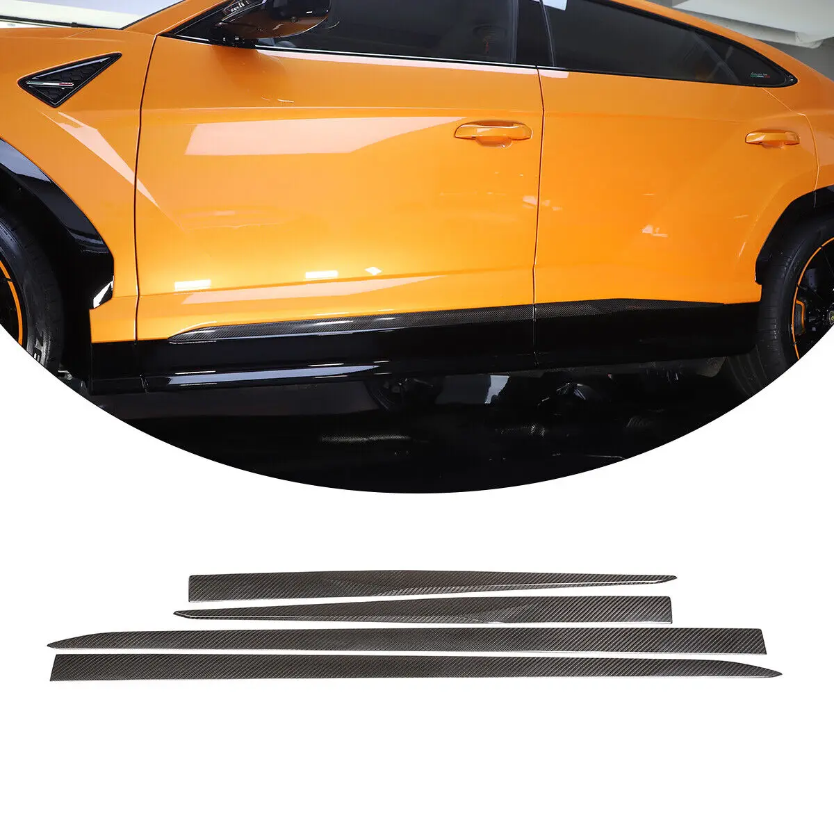 4PCS Dry Carbon Fiber Car Door Lower Trim Decorative Molding Kit Strips For Lamborghini URUS 2018-2023 Accessories Trim