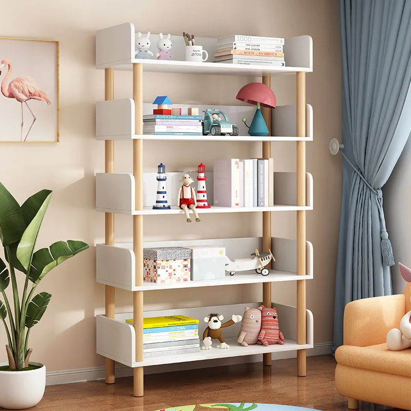 solid wood legs Multi-layer shelves, bedroom storage shelves, living room display shelves, household small bookcases