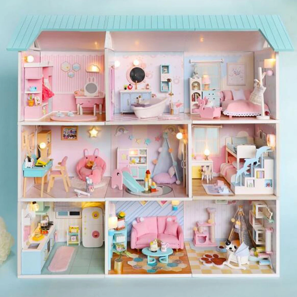 나무 인형의 집 미니어처 라이트 방진 커버 가구 인형의 집