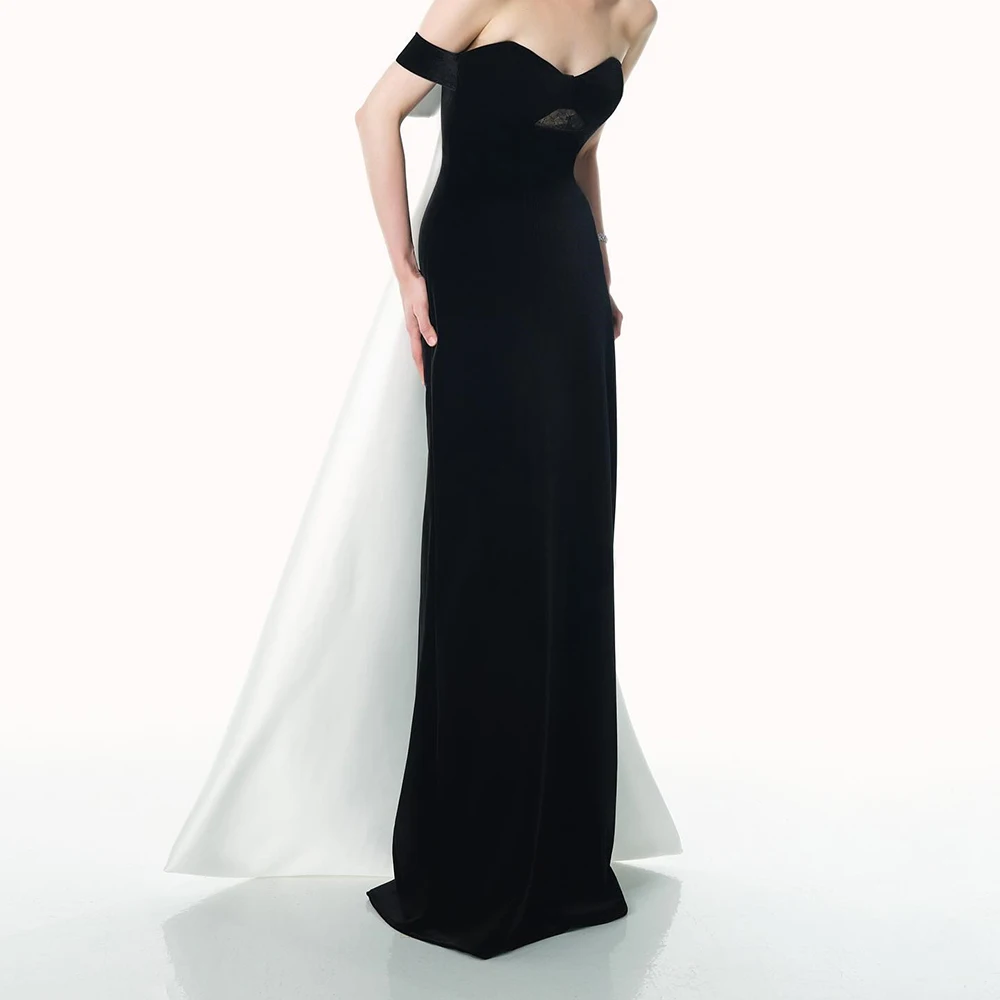 Customized Mermaid Evening Dresses Floor-length Off The Shoulder Sleeveless Prom Gown Fashion Backless Bow Draped Party Gown