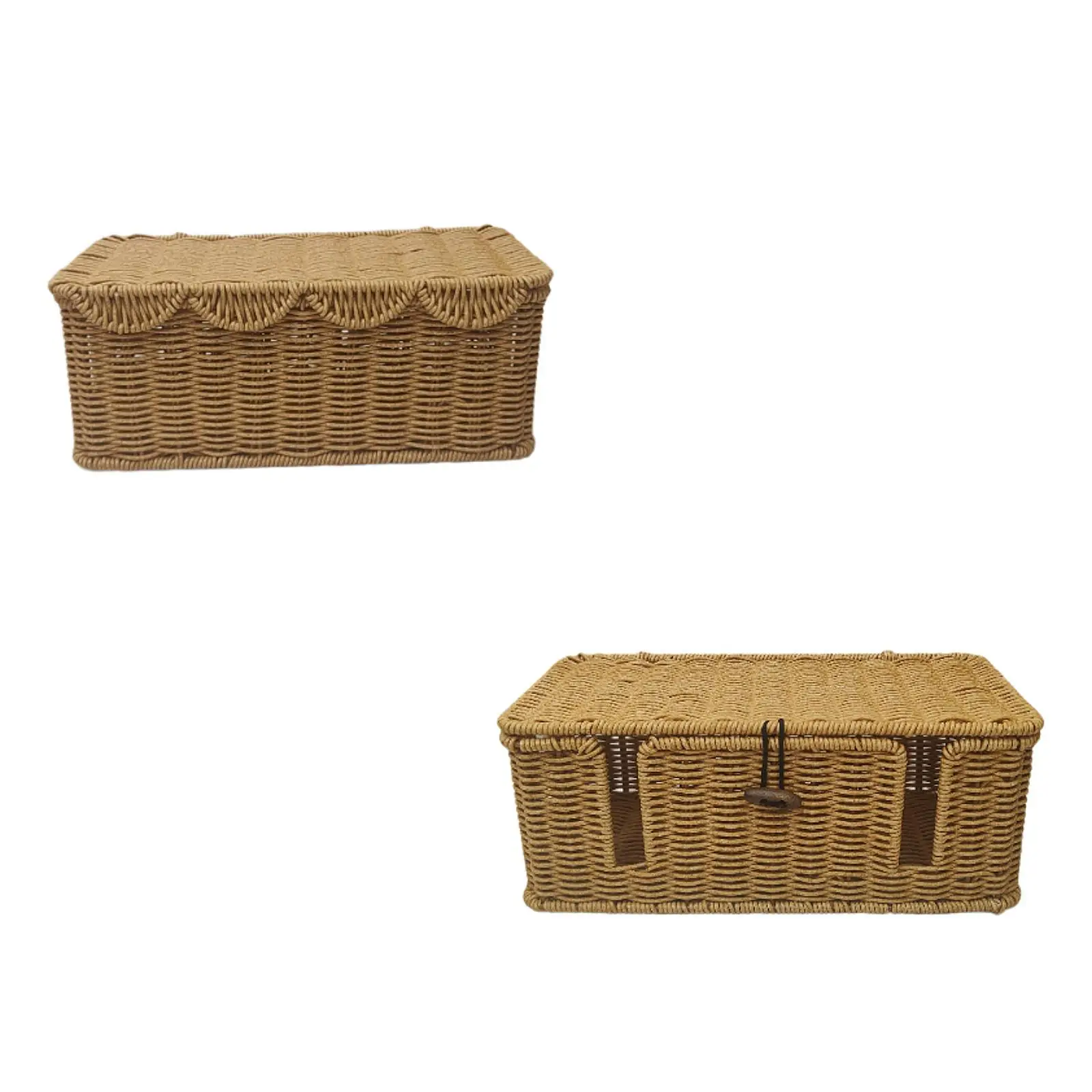 Cable Management Box Reusable Decoration Handmade Rattan Case for Tabletop Messy Cables Living Room Loose Wires Management Home view 3