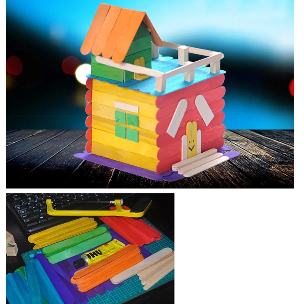 

250Pcs Wooden Craft Sticks Ice Cream Sticks Wood Color DIY Kindergarten Safe Crafting Stick for Classroom Party Camp Projects