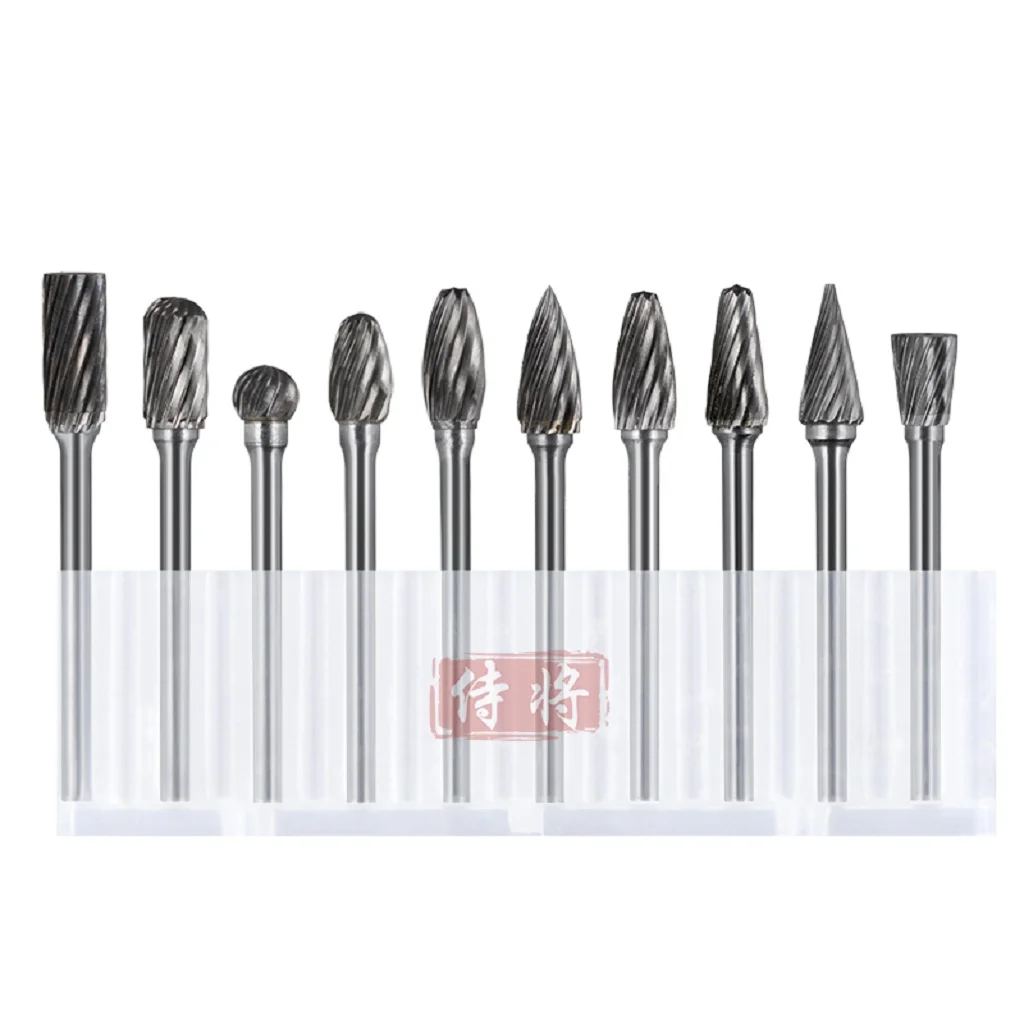 Imagem -04 - Tungsten Carbide Fresadora Rotary Ferramenta Burr Diamante Simples ou Duplo Corte Ferramentas Dremel Moedor Elétrico Shank 10 Pcs