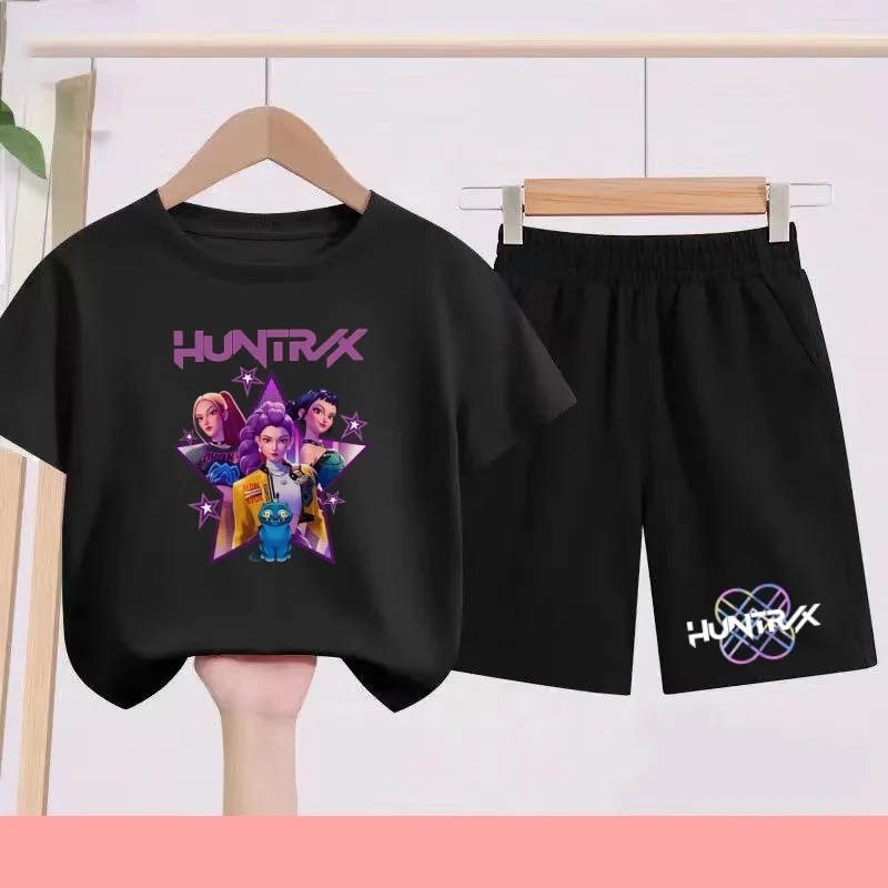 

3-12 Age Summer 2 Piece Set Children T-Shirt Casual Anime Cartoon Printed Short Sleeve+Shorts Comfortable Breathable Sportswear