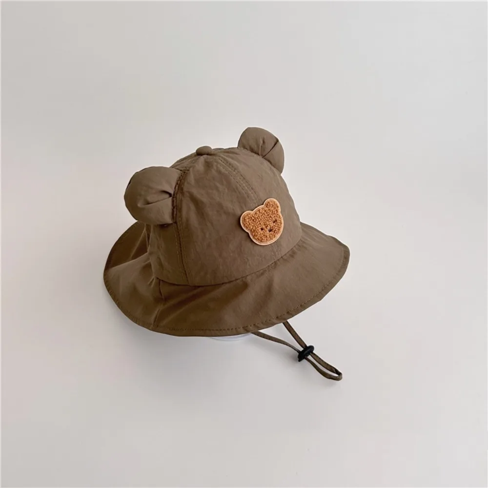 

Cute Cartoon Little Bear Children Sun Hat Quick Drying Breathable Cotton Peaked Cap with Ears Sunscreen Bucket Hat Spring Summer