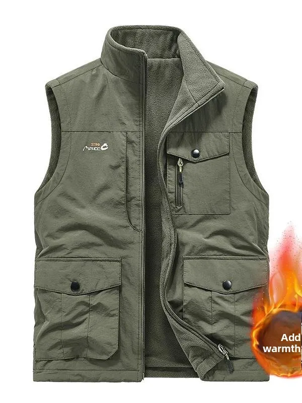 

Мужской утепленный повседневный жилет на осень-зиму, теплый, многофункциональный, модный, с воротником-стойкой, для активного отдыха, удобный, свободного кроя
