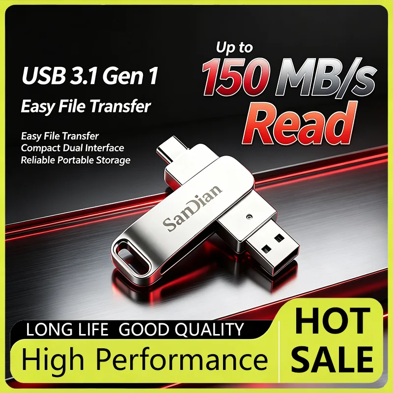 High Speed 128GB 256GB 512GB 1TB New USB 3.2 Type-C Ultra Dual Drive Luxe Metal Flash Drive Memory Stick