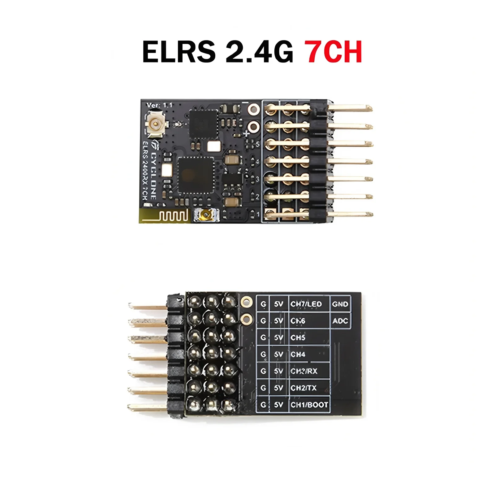 

ELRS 2.4G 7-канальный ШИМ-приемник CRSF с протоколом ELRS 3.2 Антенна из медной трубы для RC FPV Поддержка дрона