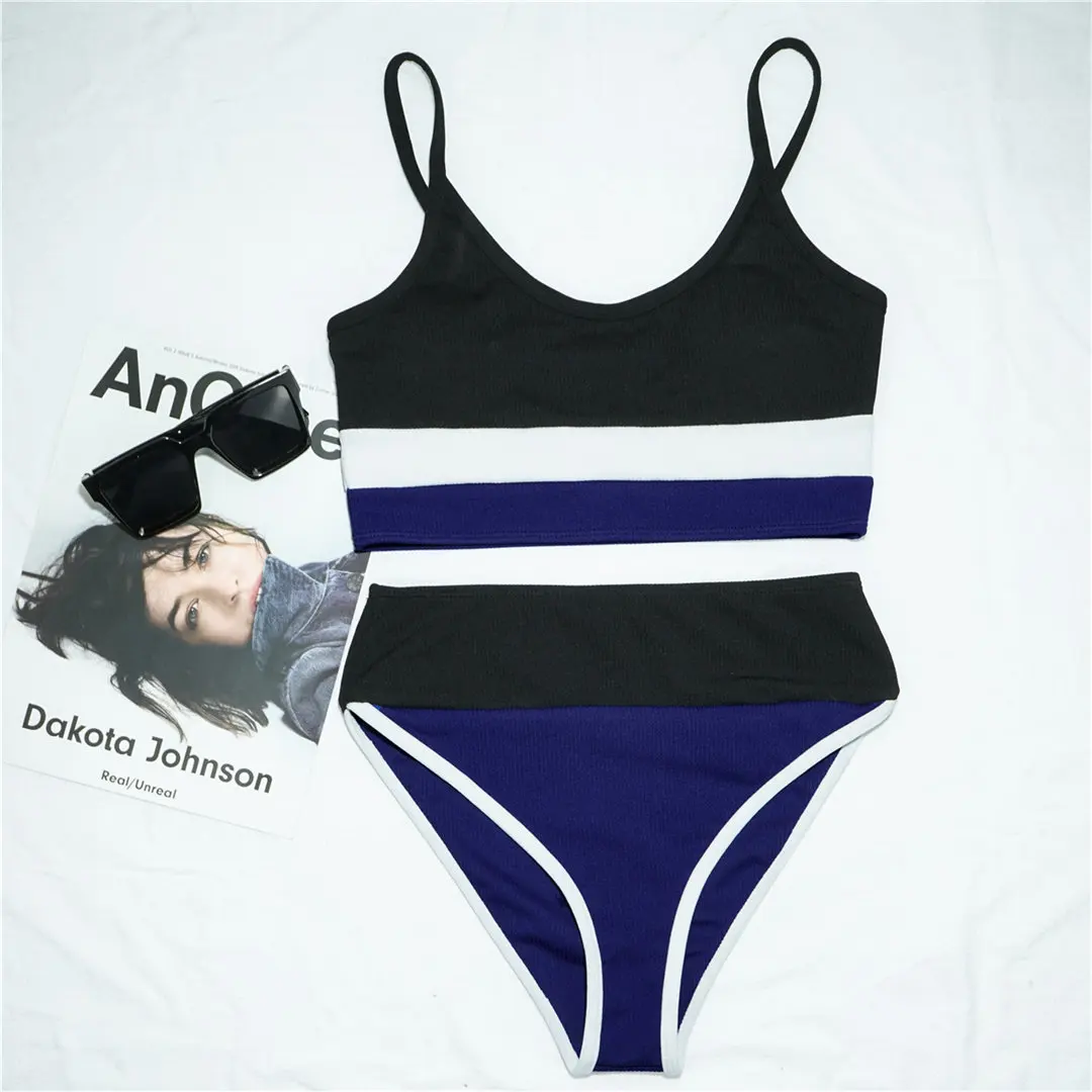 Neuer gerippter, zweiteiliger Damen-Bikini mit hoher Taille, Badeanzug, zweiteiliges Bikini-Set, Badebekleidung, Damen-Badeanzug V2238 – Detail 40