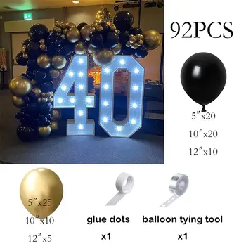 生日派對氣球拱門黑色金色乳膠氣球套裝 40歲生日裝飾 畢業新年 2024裝飾 10 最佳銷售 畢業裝飾 - №7