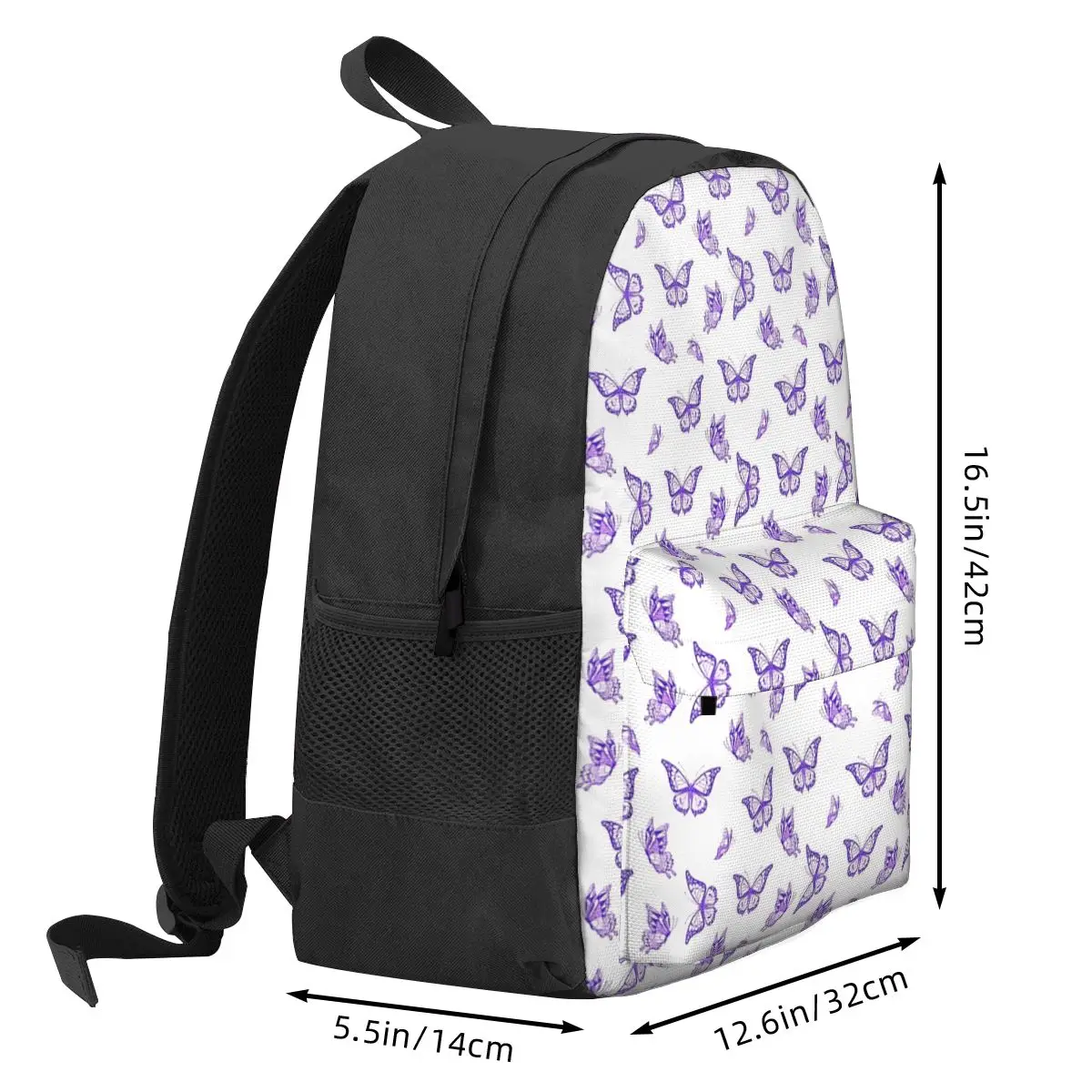 Mochilas com estampa borboleta roxa para crianças, Mochilas escolares para crianças, Mochila dos desenhos animados, Bolsa de ombro para meninos e meninas