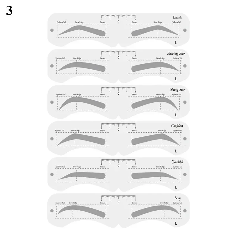 Heallor Muti-styles/Set Reusable Eyebrow Shaper DIY Ruler Stencil Soft Ruler Brow Definer Eyebrow Stamp Card Shaping Women Make