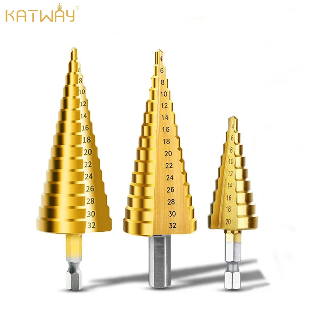 

Drill Titanium Coated HSS Drill Bit Wood Set Power Tools Metal High Speed Steel Hole Cutter Step Cone Center Drills HH-AA365
