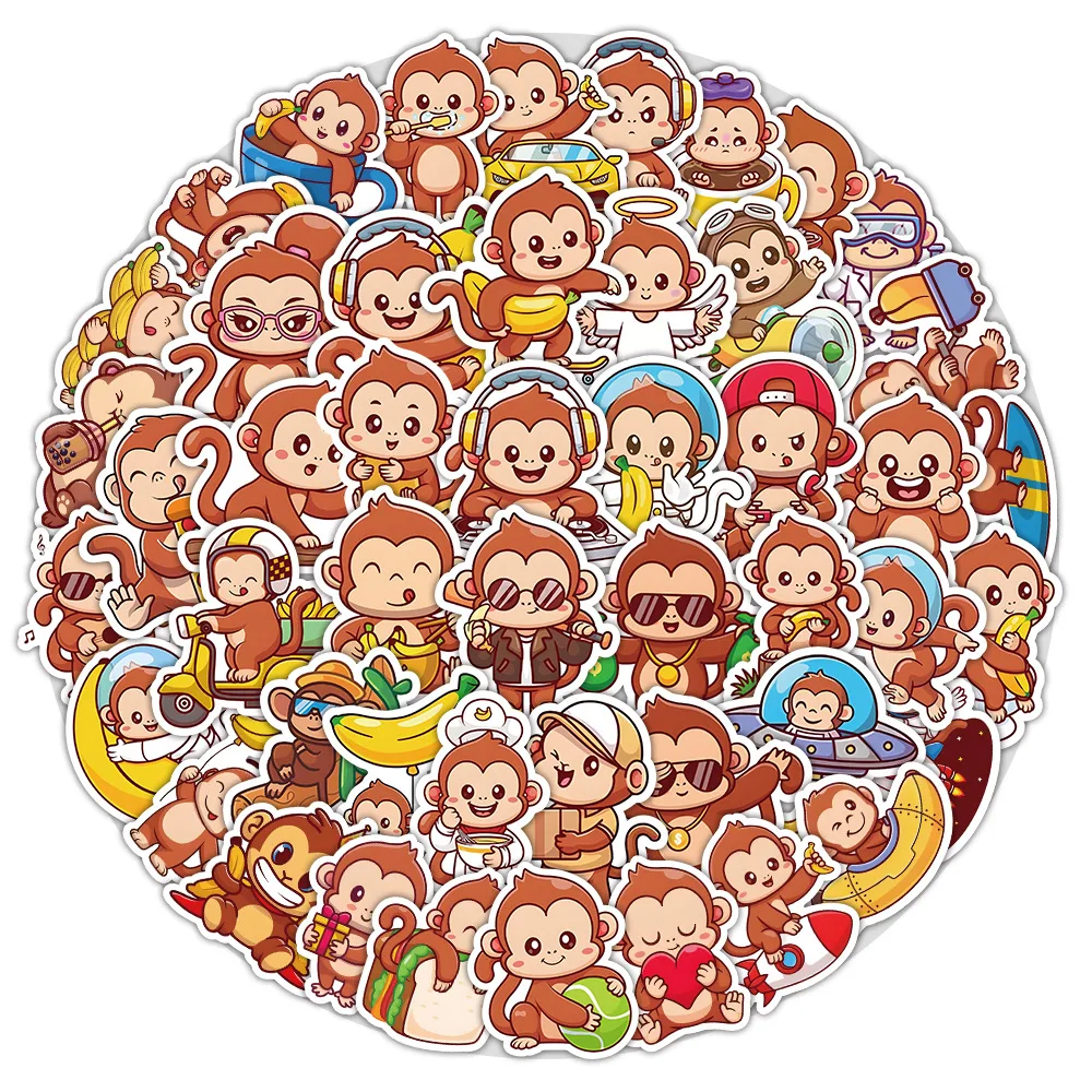 10/50PCS Kawaii Monkey Graffiti Stciekrs Animal Cartoon Aesthetic for Water Cup Phone Computer Notebook Stationery Luggage